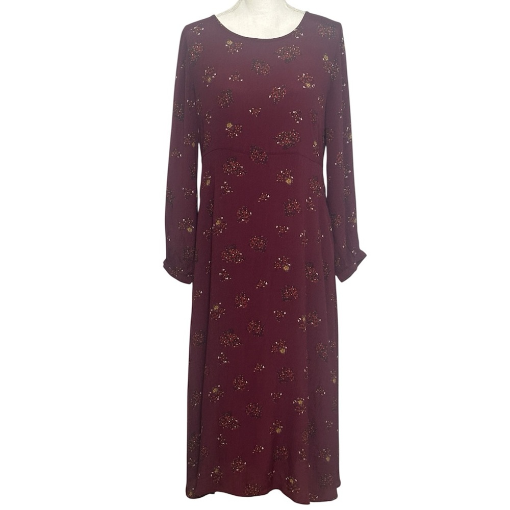 Old Navy Burgundy Floral Longsleeve Long Dress NWOT